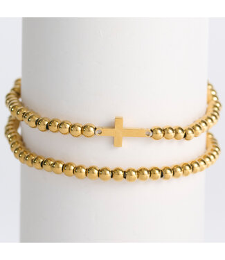 Howards Narelle Waterproof Cross Stretch Bracelet Set Length 6" Gold