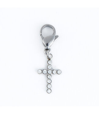 Howards Narelle Waterproof Pave Cross Charm Silver