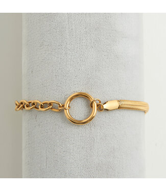 Howards Narelle Waterproof Cable &  Snake Chain Bracelet L Gold