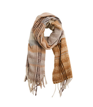 Howards Callen Tartan Plaid Fringe Scarf Taupe