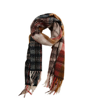 Howards Callen Tartan Plaid Fringe Scarf Mustard