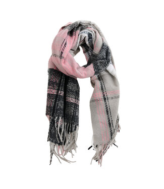 Howards Callen Tartan Plaid Fringe Scarf Gray