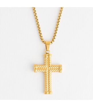 Howards Narelle Waterproof Unisex Box Chain Cross Gold
