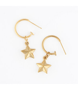 Howards Narelle Waterproof Star Charm C Hoop Earrings Gold