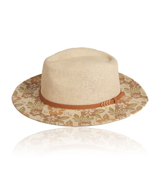 Howards Colorful floral printed hat with band Ivory