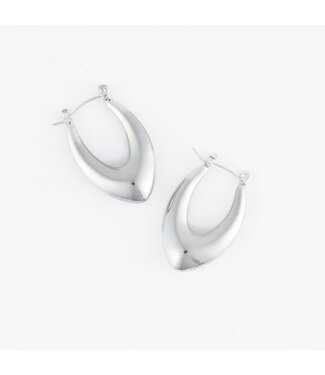 Howards Narelle Waterproof Oval Pointed Earrings Silver