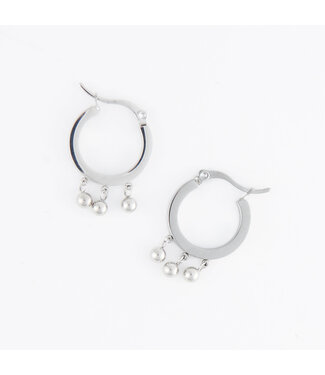 Howards Narelle Waterproof Dangle Drop Huggie Hoop Earring Silver