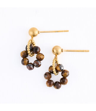 Howards Narelle Waterproof Genuine Tigers Eye Beaded Hoop