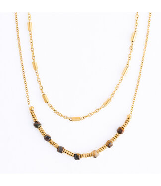 Howards Narelle Waterproof Genuine Tigers Eye Double Row