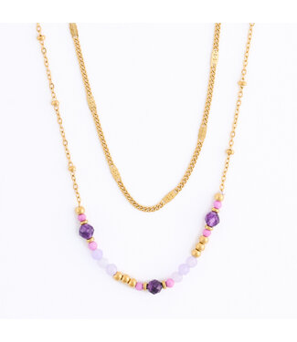 Howards Narelle Waterproof Genuine Amethyst Dainty Double Row