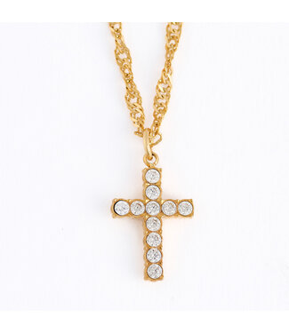 Howards Narelle Waterproof Dainty Pave Cross Charm Necklace Gold