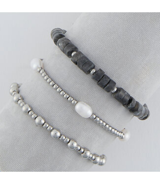 Howards Narelle Waterproof Pearl Bracelet Set Silver