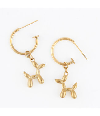 Howards Narelle Waterproof Dog Charm C Hoop Earrings Gold