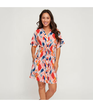 Howards Ayla Short Sleeve Tie Waist Dress Heatwave