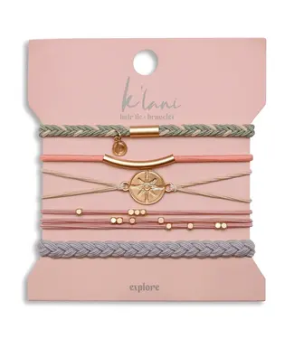 K Lani Explore Gold Compass Charm Hair Tie Bracelets Medium