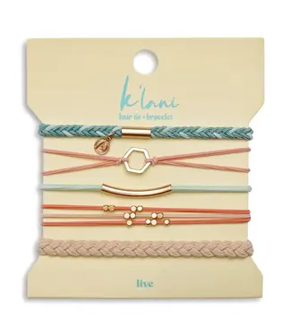 K Lani Live Teal And Coral With Gold Accent Hair Tie Bracelets Medium