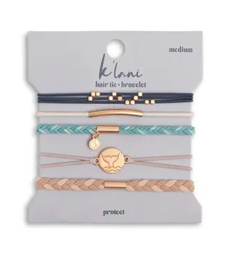 K Lani Protect Beach Blues and Sands With Whale Charm Hair Tie Bracelets Medium