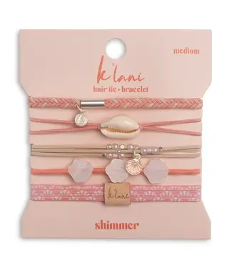K Lani Shimmer Coral With Shell Hair Tie Bracelets Medium