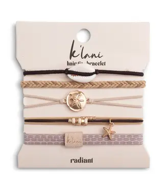 K Lani Radiant Seashell Theme In Cream And Blck Haiar Tie Bracelets Large