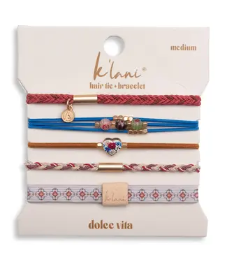 K Lani Dolce Vita Floral Glass Beads Wwith Gold Accents Hair Tie Bracelets Medium