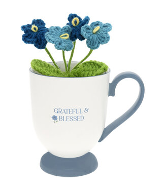 Pavillion Grateful And Blessed 13 oz Cup with Crocheted Flower