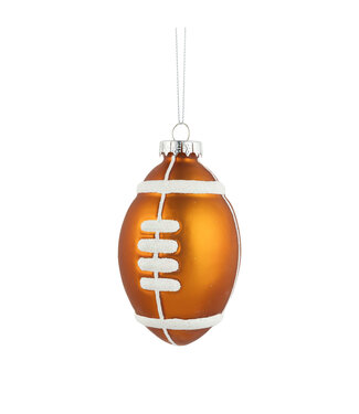 Silver Tree Glass Football ornament 4.25 in