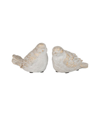 Silver Tree Molded Cement Bird Table Pieces Light Gold Wash 5in