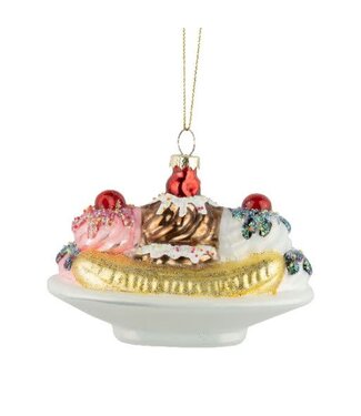 Silver Tree Glass banana split ornament 4.5 in