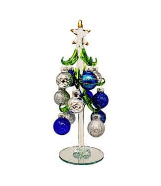 Gift Essentials 8inch Blue and Silver Ornament Tree