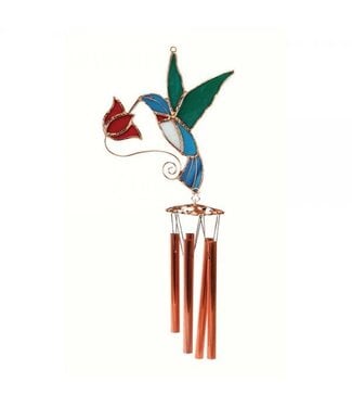 Gift Essentials Hummingbird w/Red Flower Wind Chime