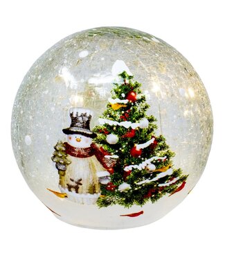 Gift Essentials Snowman with Cardinals LED Crackle Glass Globe