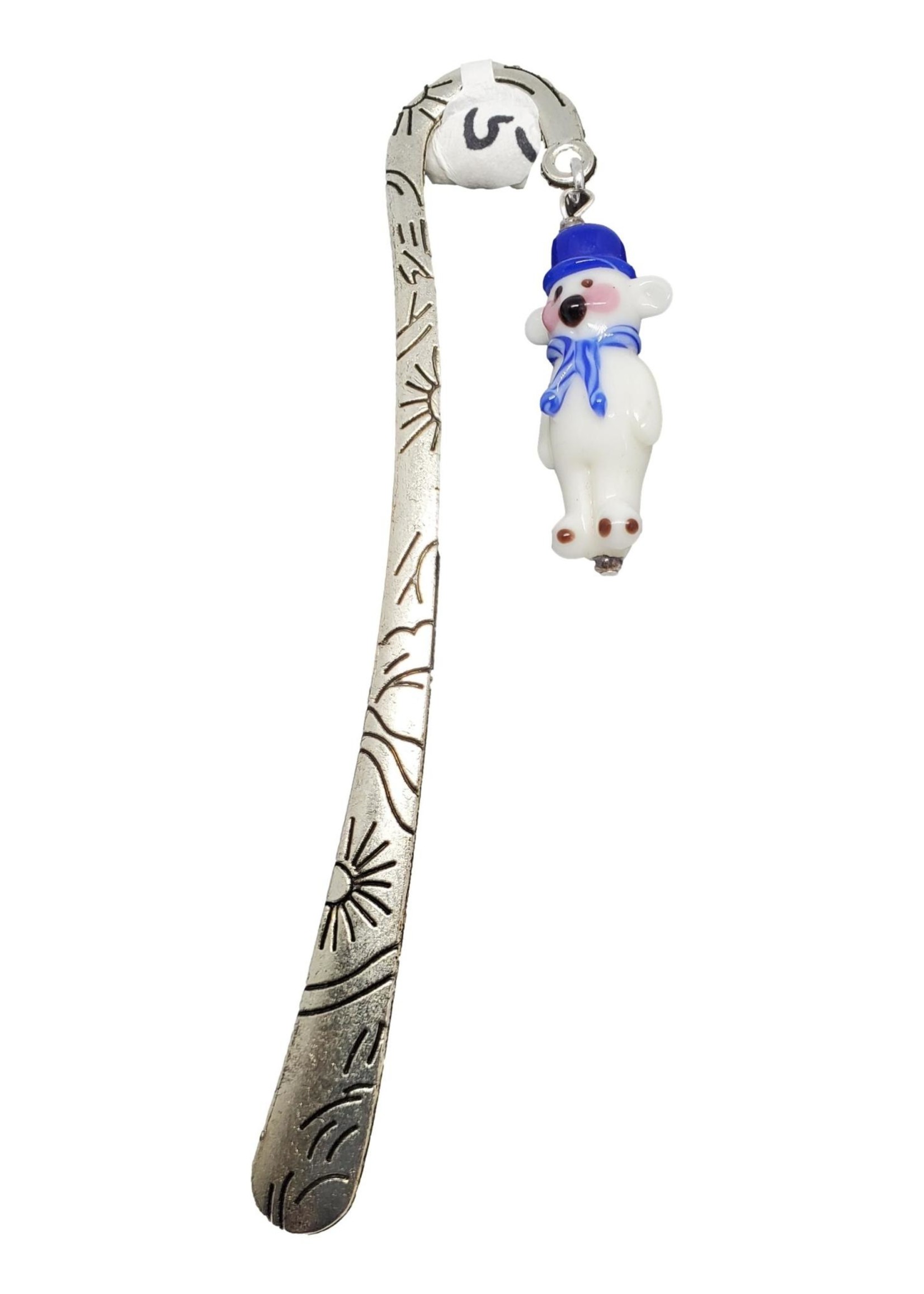 Jewellery by Deborah Young-Groves Silver-tone Metal Bookmark with White Teddy Bear