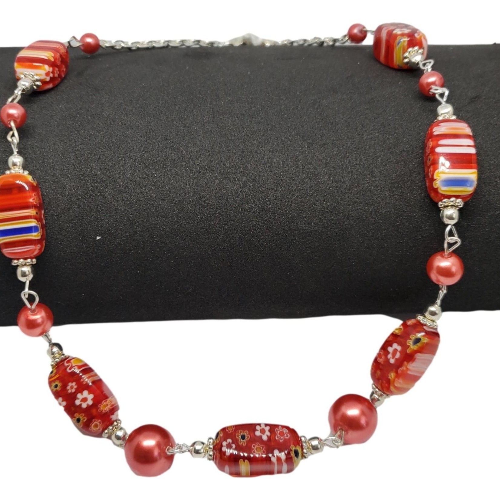 Jewellery by Deborah Young-Groves Silver-toned Red Glass Stone Necklace