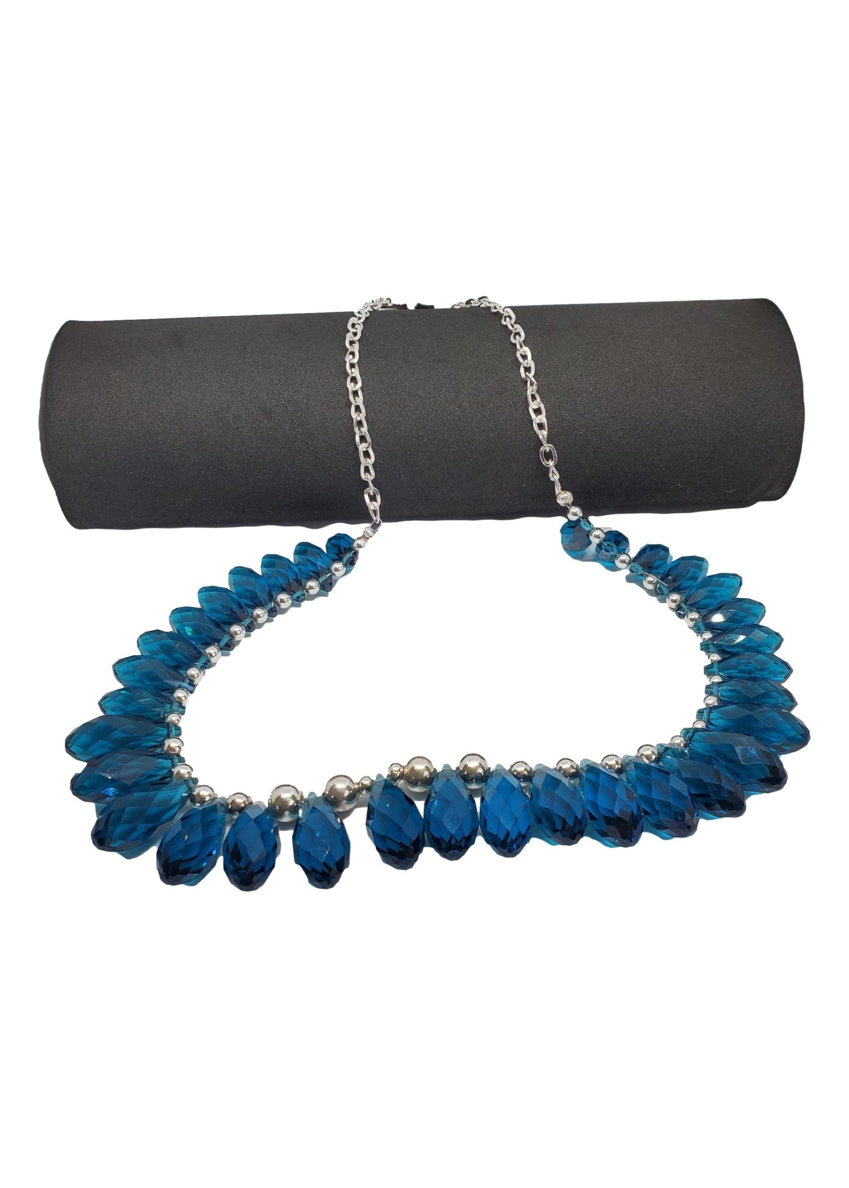 Jewellery by Deborah Young-Groves Silver-toned Necklace with Blue Glass Drop Stones