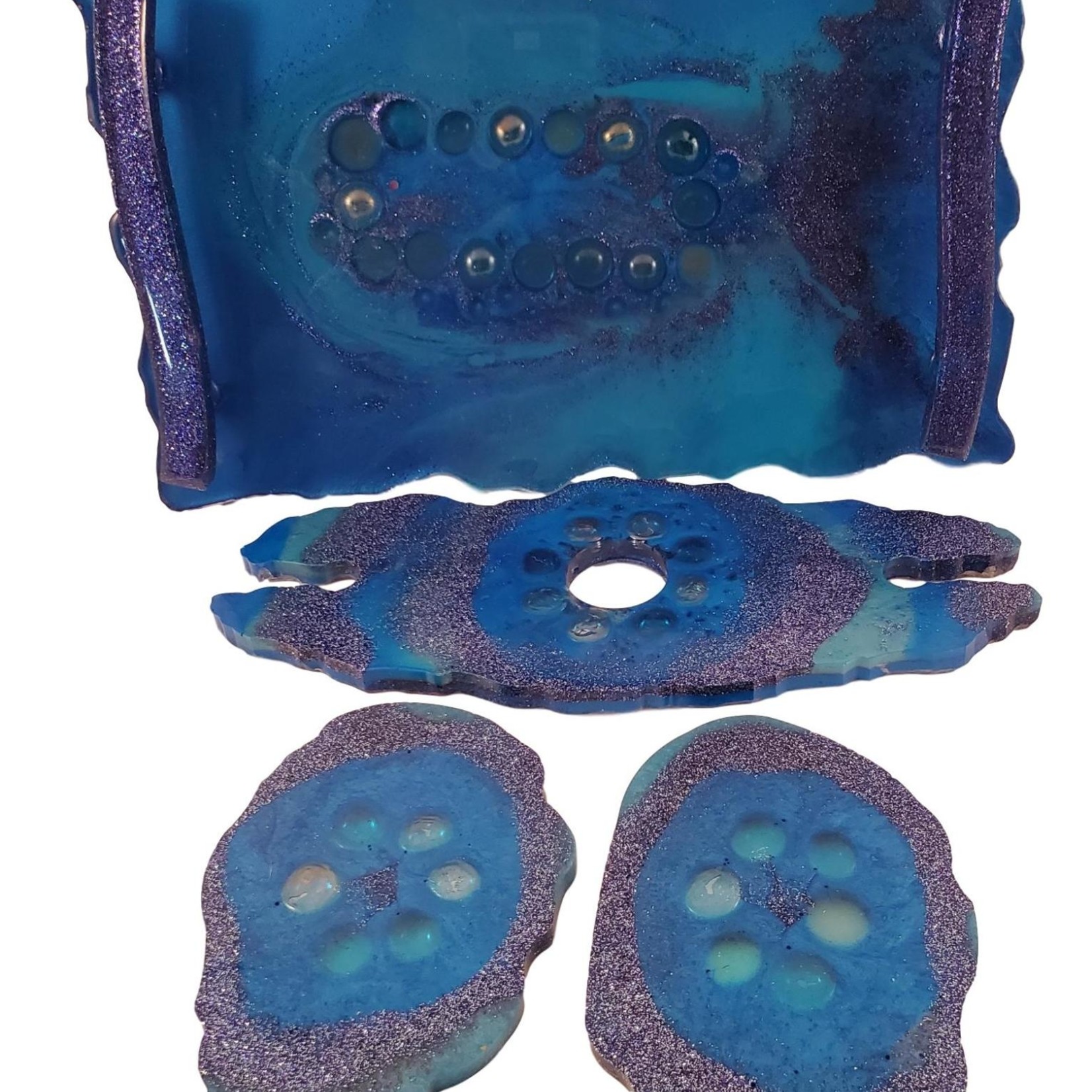 East Coast Sirens Handcrafted Blue Resin Wine Serving Set For Two