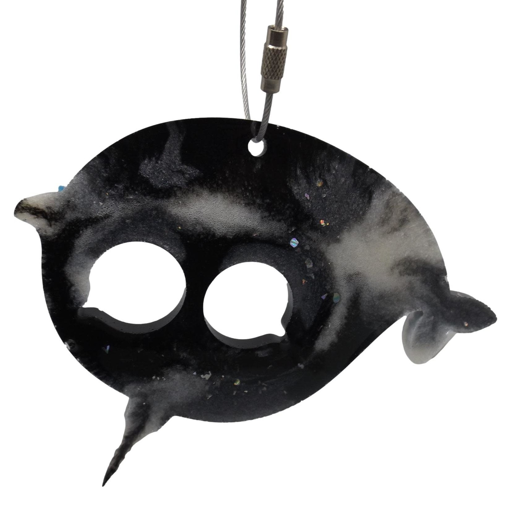East Coast Sirens Black & Grey Narwhale Keychain - Large
