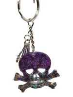 East Coast Sirens Purple Glitter Skull & Crossbones Keychain