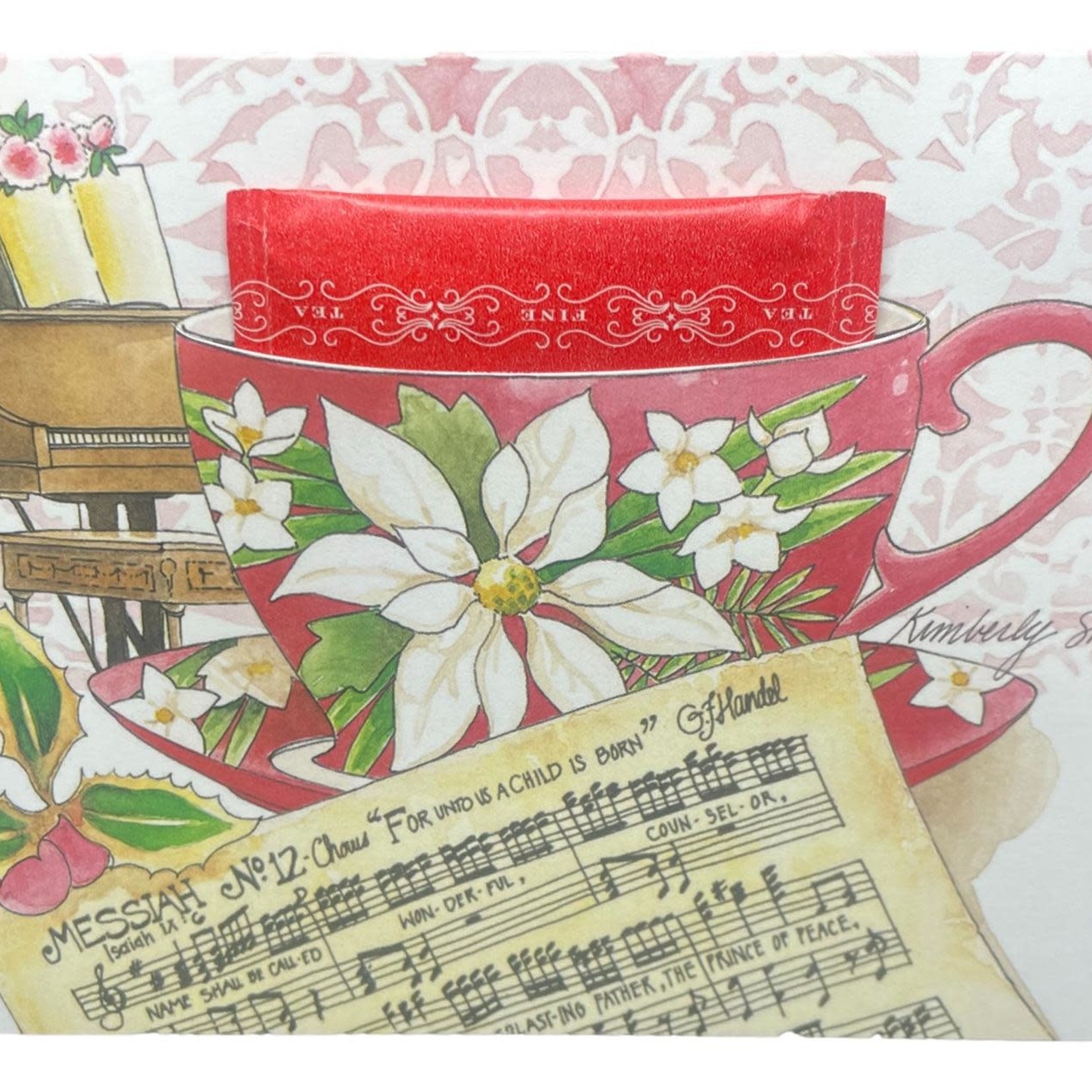 Kimberly Shaw Christmas Music Sheet Teacup Card