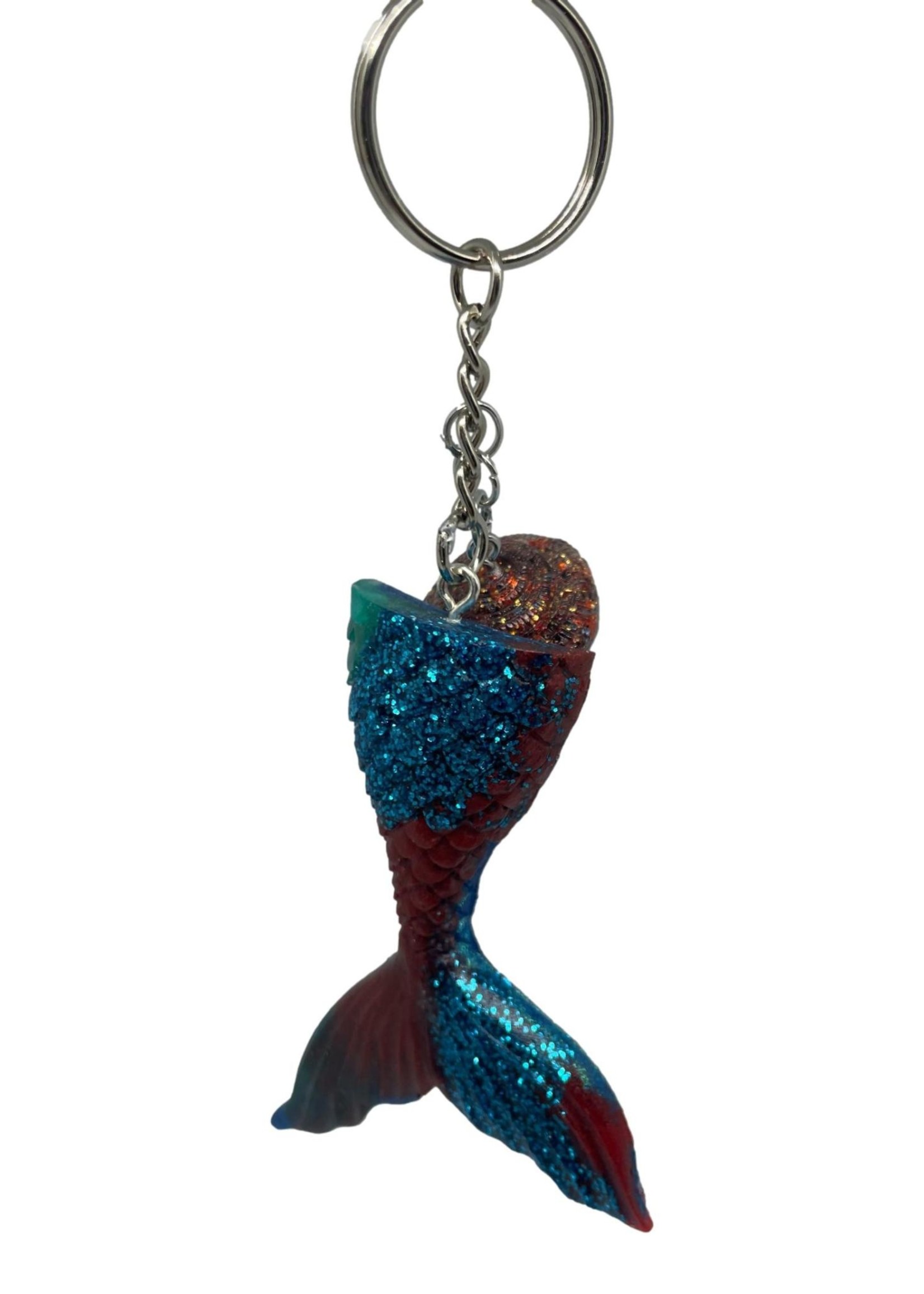 East Coast Sirens Teal & Wine Mermaid Tail Keychain - Small