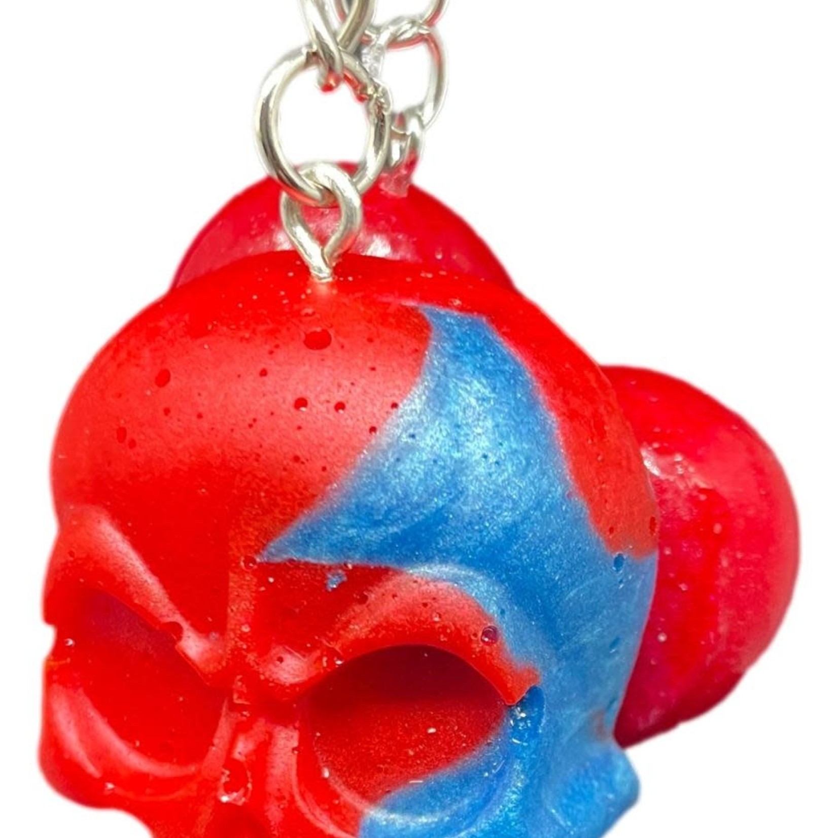 East Coast Sirens Red & Blue Skull Keychain