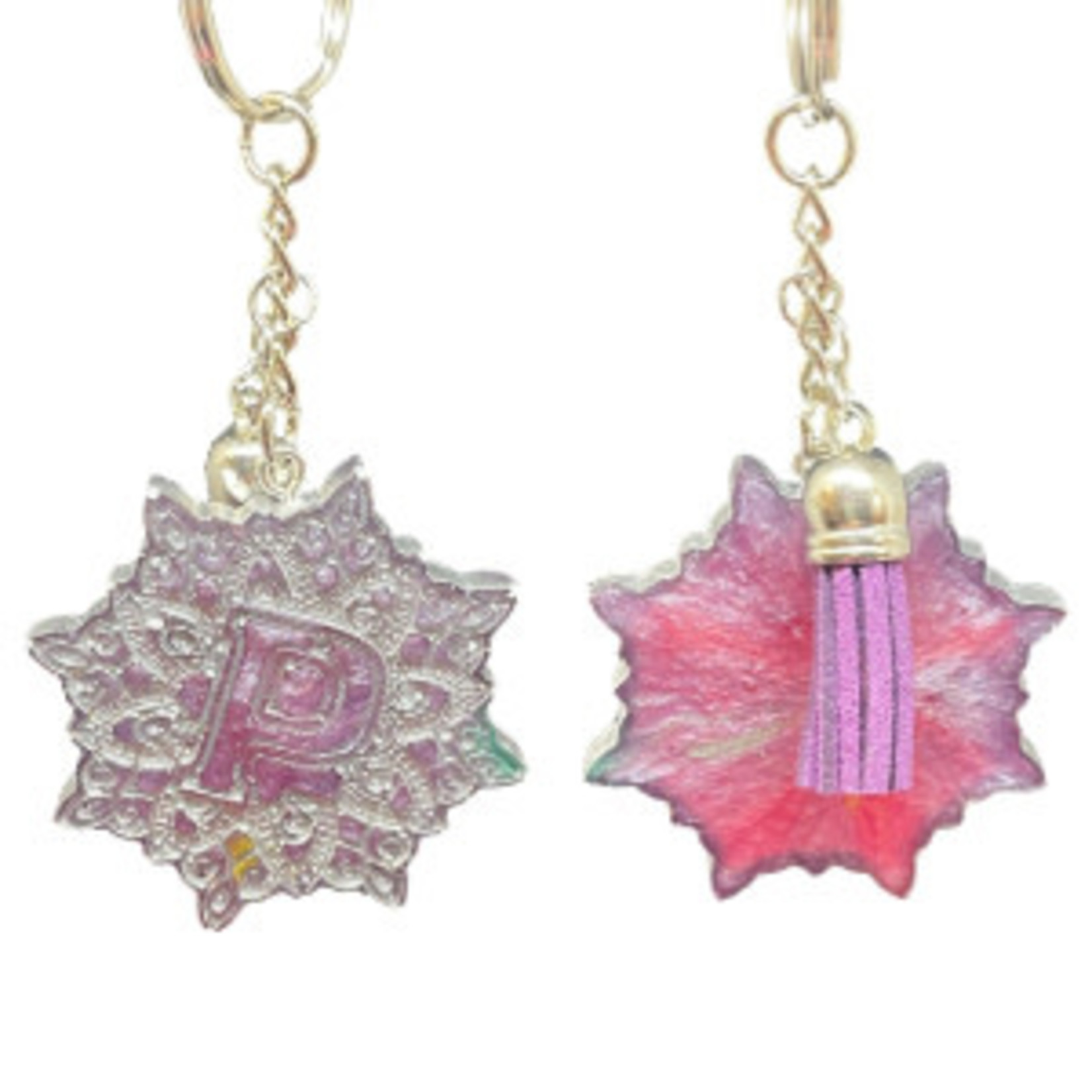 East Coast Sirens Floral 6-pointed Initial Keychain P