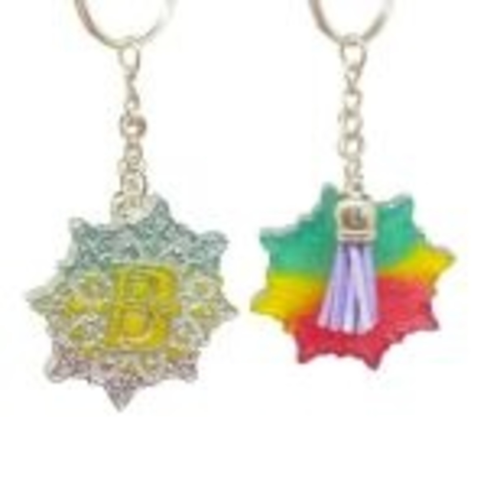 East Coast Sirens Floral 6-pointed Initial Keychain "A-I"
