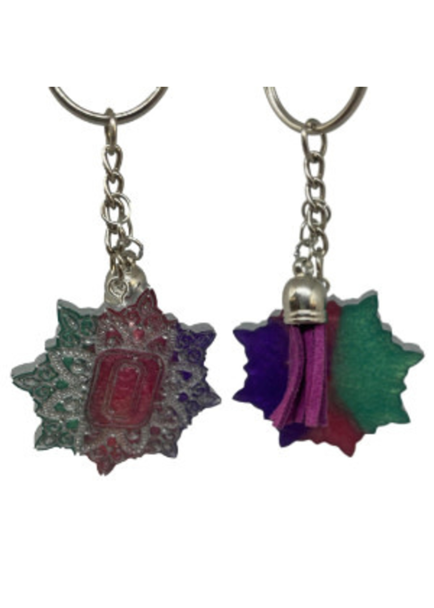 East Coast Sirens Floral 6-pointed Initial Keychain "J-R"