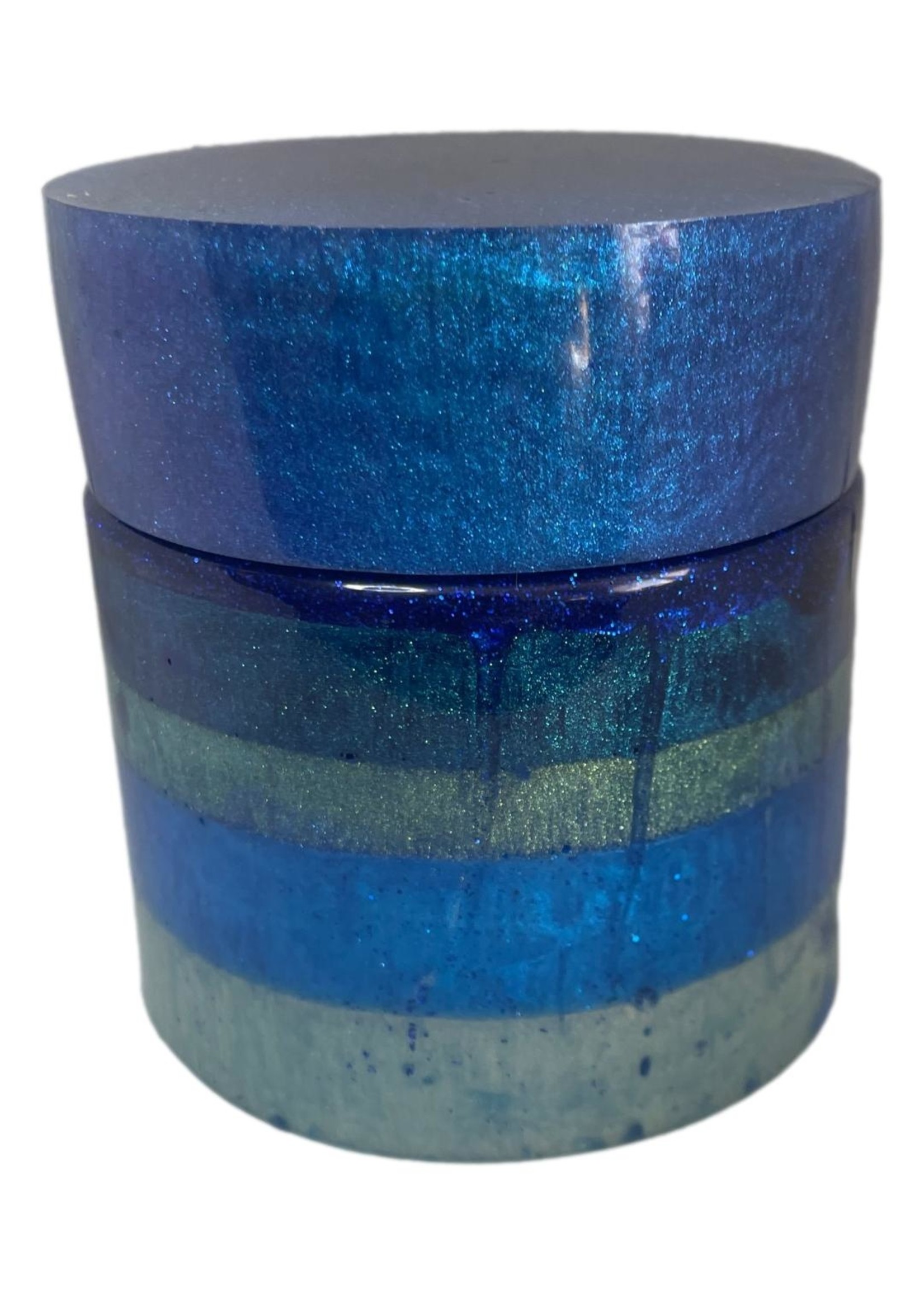 East Coast Sirens Blue Striped Stash/Trinket Jar with Screw-on Lid