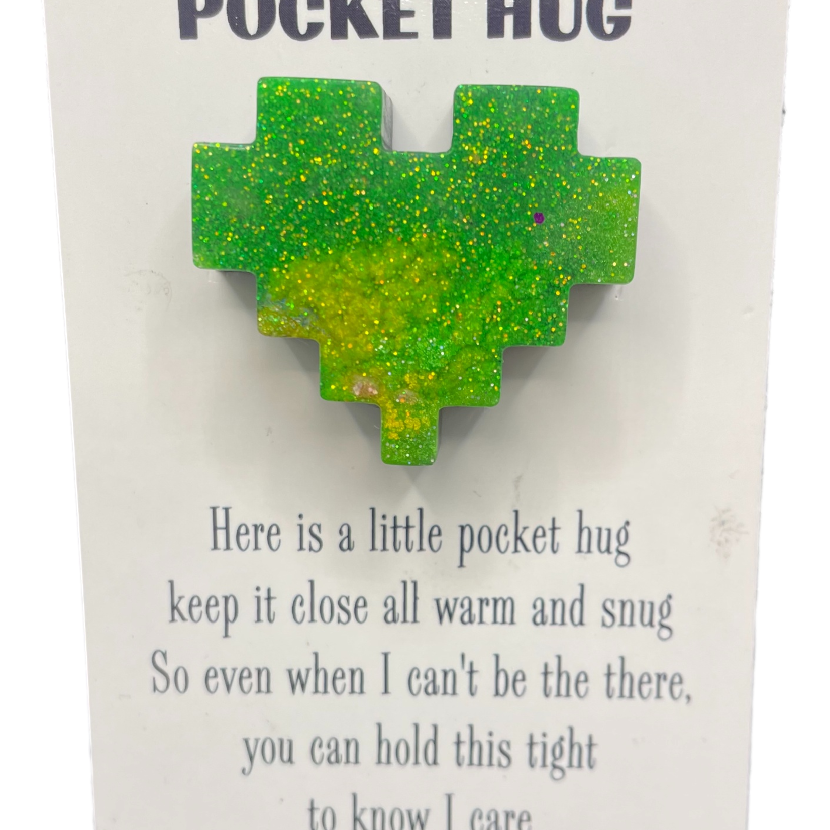 East Coast Sirens Two-tone Green Glitter Pocket Hug Heart