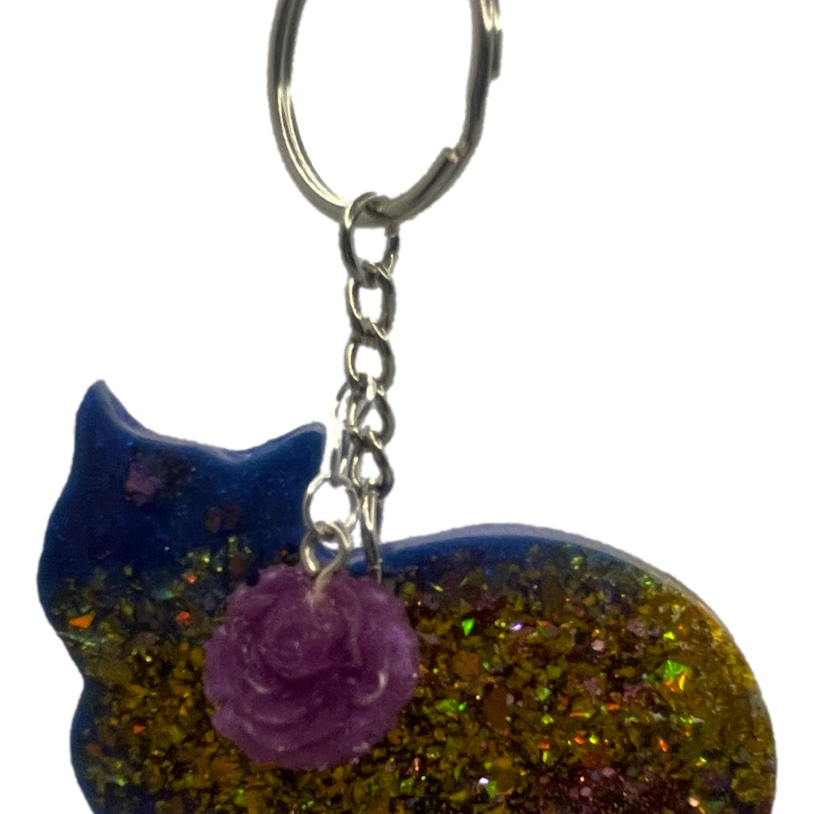 East Coast Sirens Blue with Rose Gold Glitter Cat Keychain