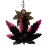 East Coast Sirens Black & Pink Pot Leaf Keychain