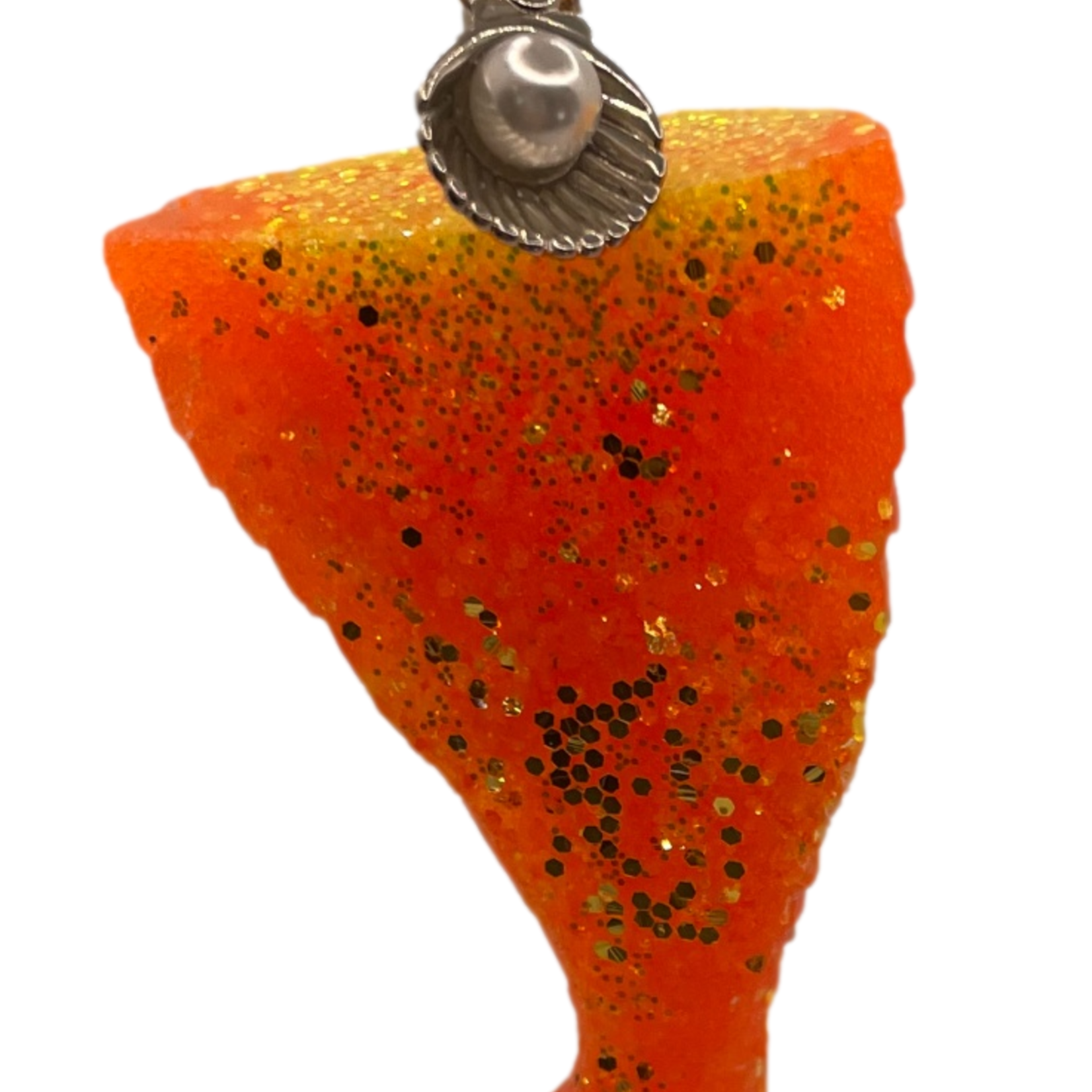 East Coast Sirens Stunning Orange Glitter Mermaid Tail Keychain
