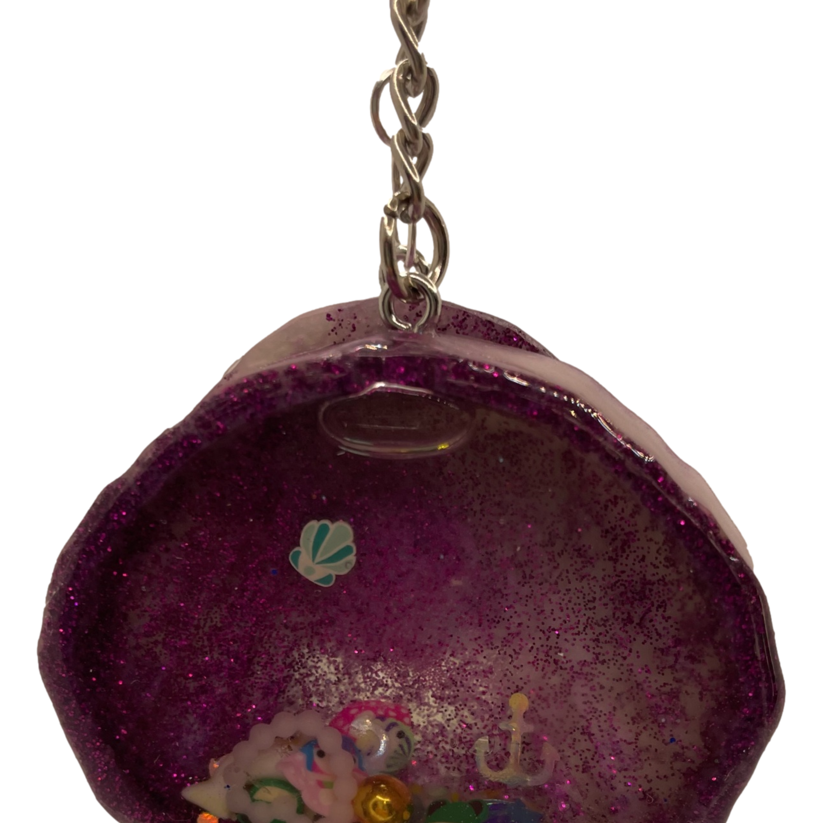 East Coast Sirens Purple Scallop Shell Shaker Keychain