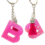 East Coast Sirens Sweet and Gorgeous Pink Glitter Initial Keychain